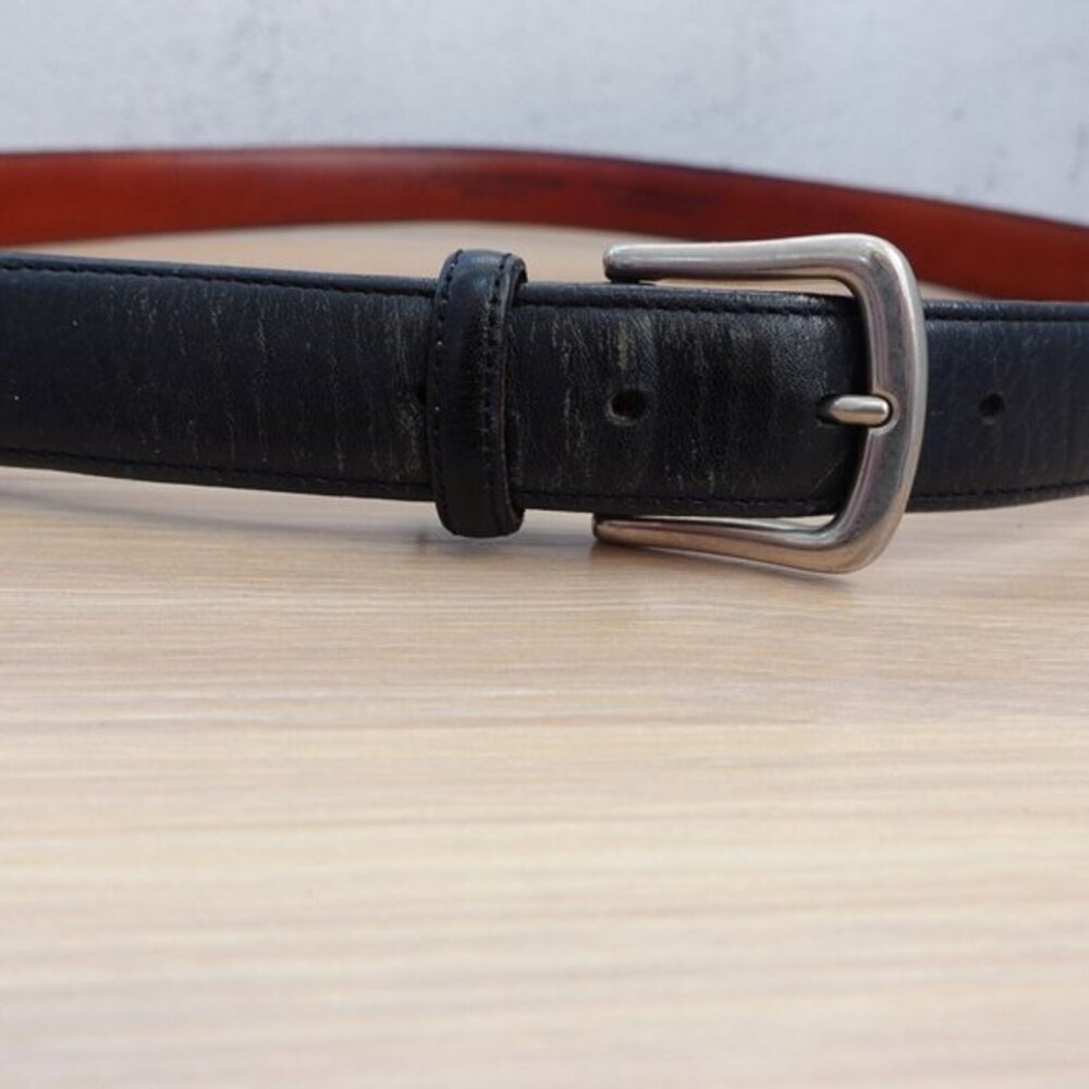 VINTAGE Black Belt Men 38 Leather Simple Dress Genuine Handcrafted USA CLUB ROOM
